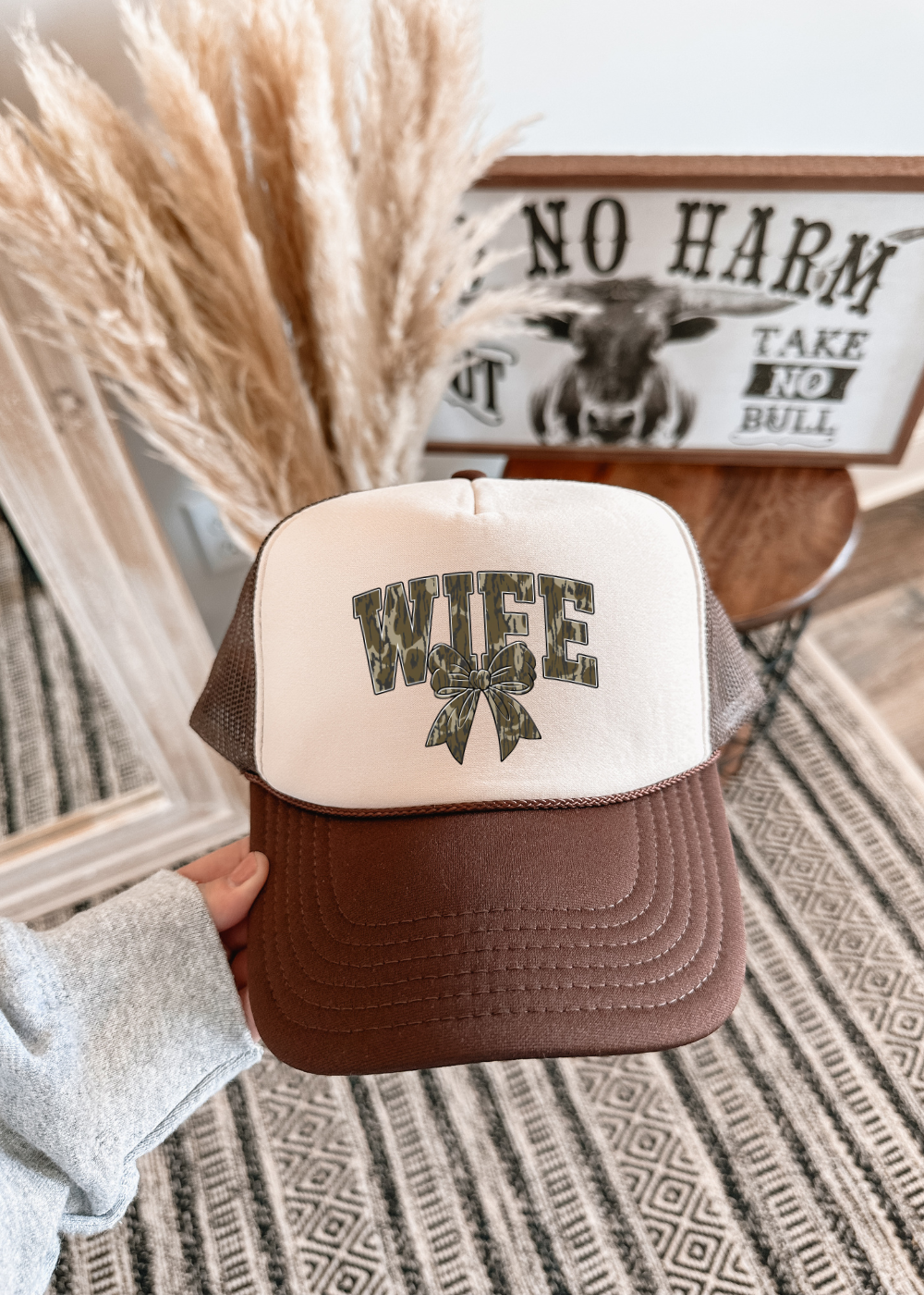 Brown Camo Wife Trucker Hat