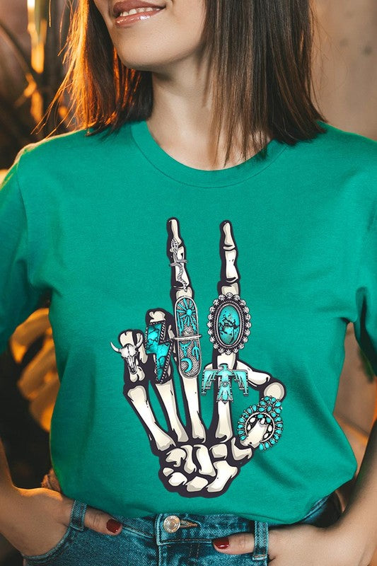 Western Skeleton Concho Rings Graphic Tee