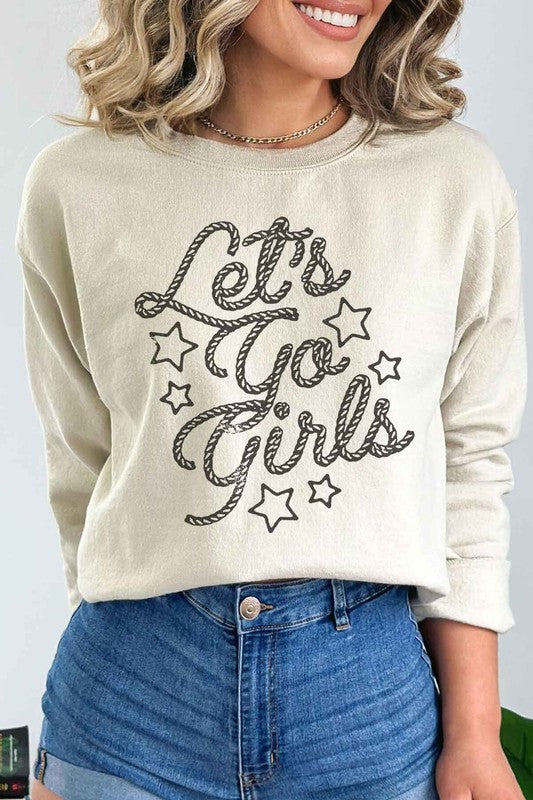 LETS GO GIRL WESTERN COUNTRY GRAPHIC CREWNECK