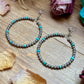Silver Plated & Blue Variscite Turquoise Hoop Earrings – 4mm Beads