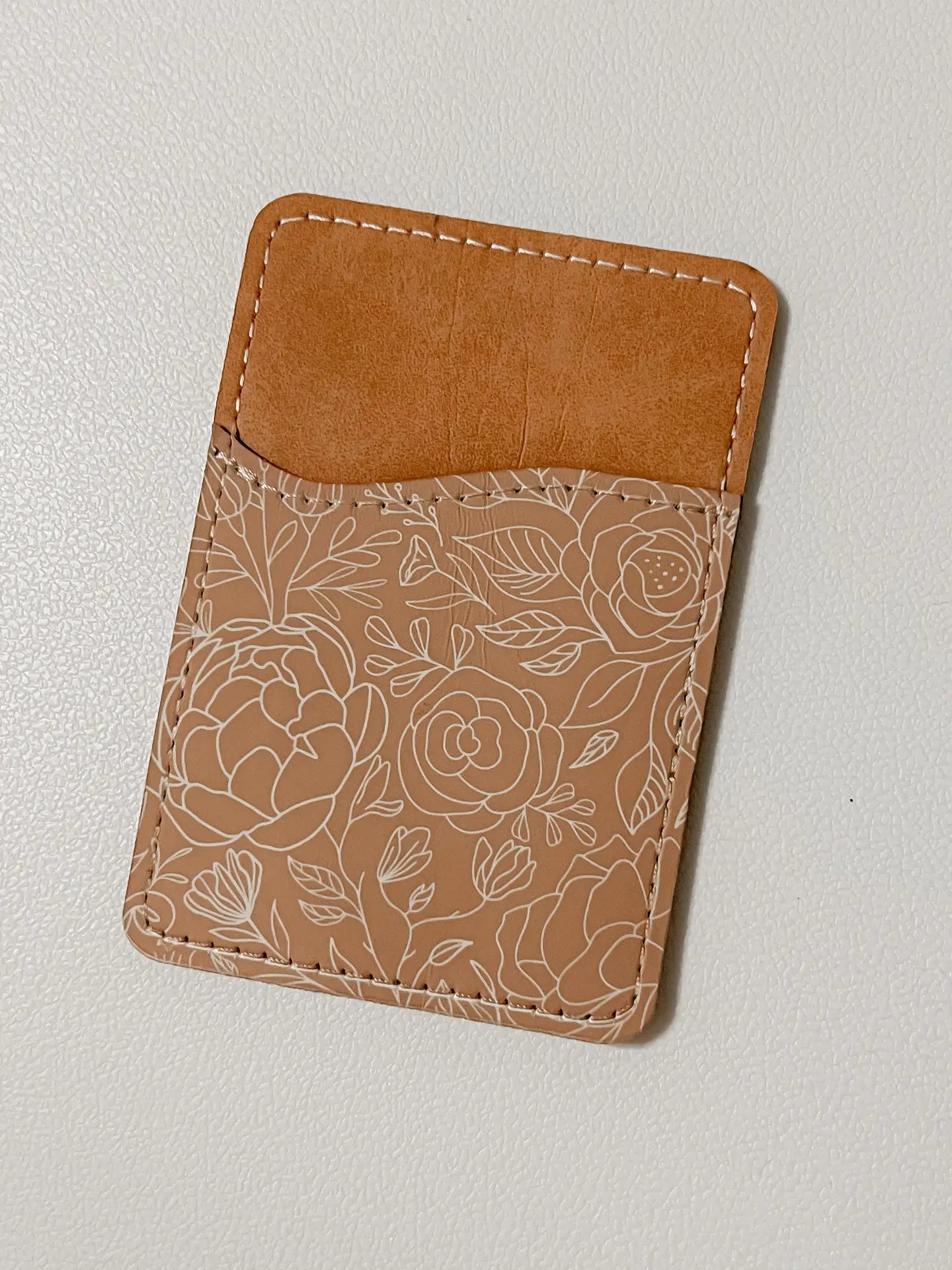 Minimalistic Flowers Leather Card Holder