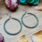 Silver Plated & Blue Variscite Turquoise Hoop Earrings – 4mm Beads