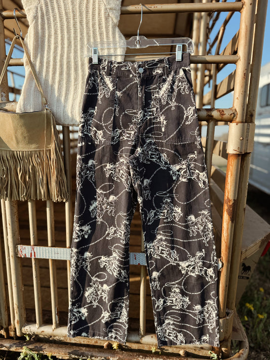 The Catching Cowboys Western Print Pants