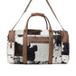 Myra Rustic Vista Handtooled Hairon Ruffle Traveller Bag in Cocoa Frost