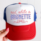Red, White, & Blonde/Brunette Trucker Hat
