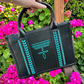 Montana West Whipstitch Concealed Carry Tote With Matching Bi-Fold Wallet - Black/Turquoise