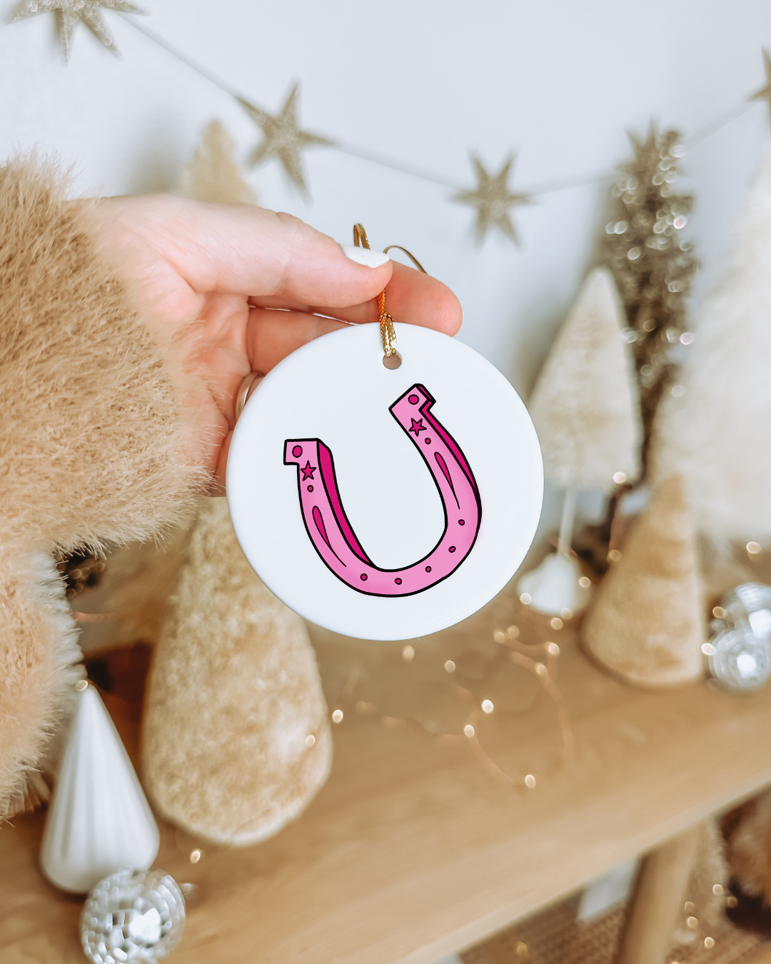 Christmas Ornament - Hot Pink Horseshoe